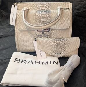 NWT Brahmin Caroline Satchel and Veronica wallet in Silver Reflect